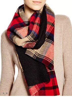 STANDARD FORM XL Wool & cashmere blend Reversible Oversized Tartan plaid Scarf